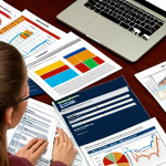 **

A student overwhelmed by choices, looking at a variety of educational brochures and websites related to statistics, data science, and analytics. The scene should depict the "navigating the options" concept.

**