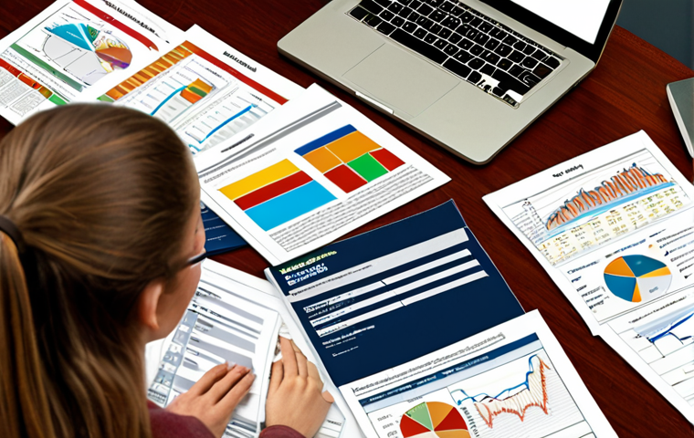 **
A student overwhelmed by choices, looking at a variety of educational brochures and websites related to statistics, data science, and analytics. The scene should depict the "navigating the options" concept.
**